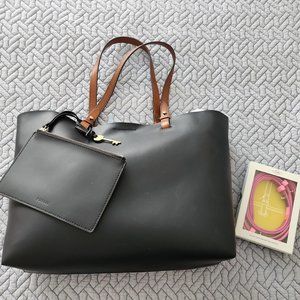 Fossil Black Leather Rachel tote ZB6817001 + wristlet & xtra pink leather straps